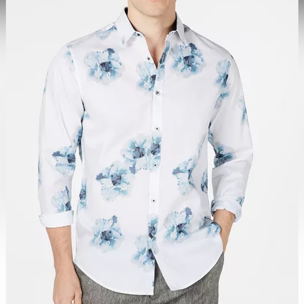 INC International Concepts Men's Watercolor Floral Shirt